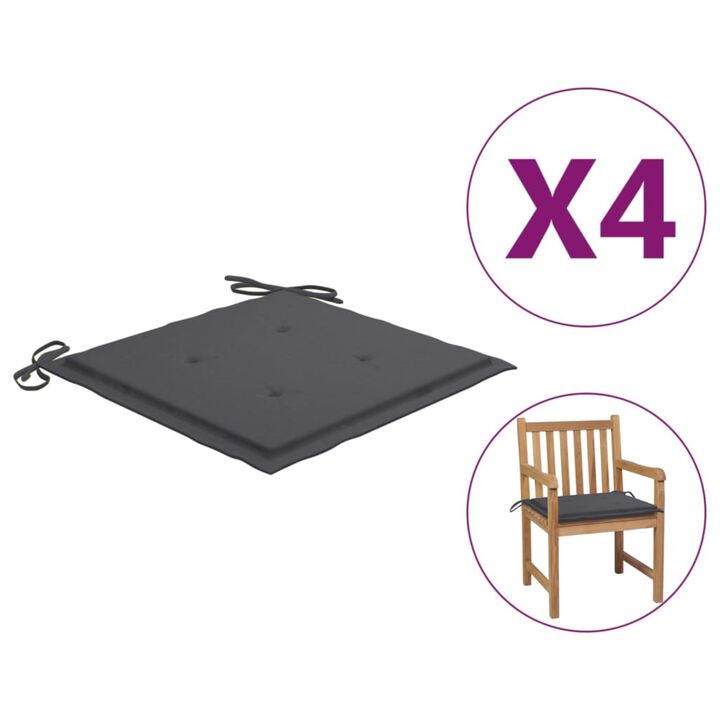 vidaXL Garden Chair Cushions 4 pcs Anthracite 19.7"x19.7"x1.6" Fabric