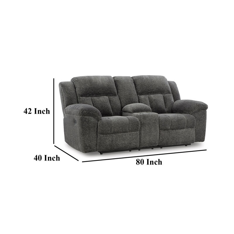 Briar Manual Double Reclining Loveseat, Dark Gray Polyester, 80 Inch