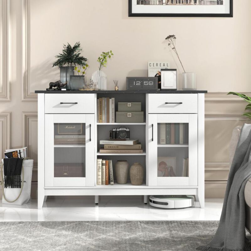 Hivvago Sideboard Buffet Cabinet with 2 Drawers and 4 Adjustable Shelves