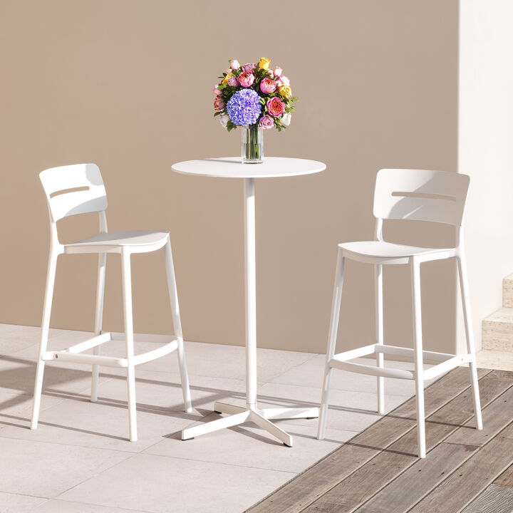 WestinTrends Stackable Polypropylene Resin Plastic Outdoor Patio Bar Stools (Set of 2)