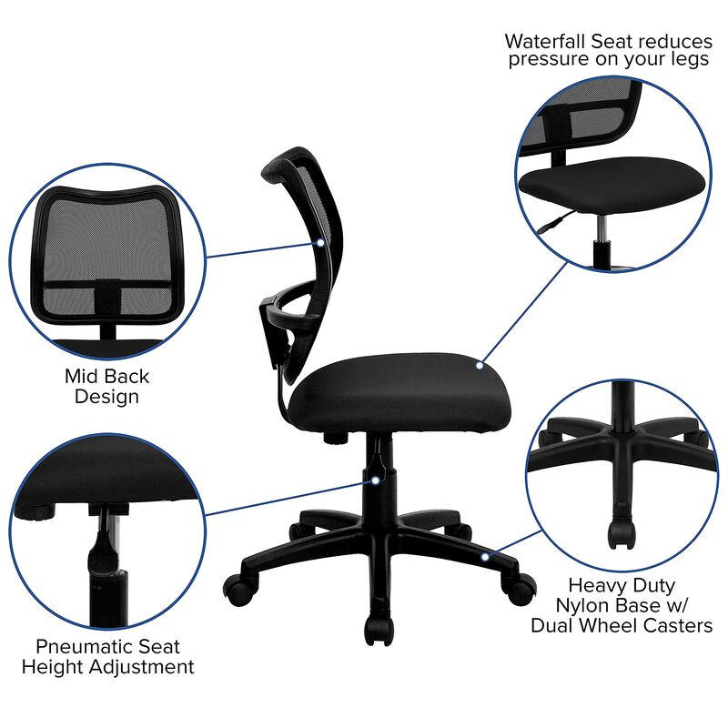 Flash Furniture Alber Mid-Back Black Mesh Swivel Task Office Chair image number 3