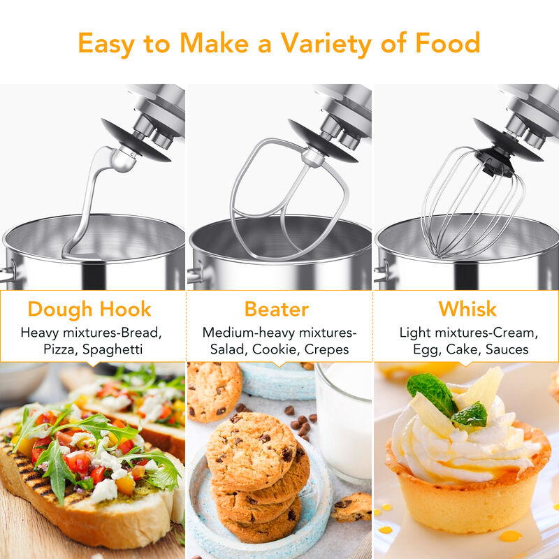 7.5QT Electric Stand Mixer,660W 10-Speed Kitchen Tilt-Head Food Mixer with Bowl for Bread Cake Salad image number 4