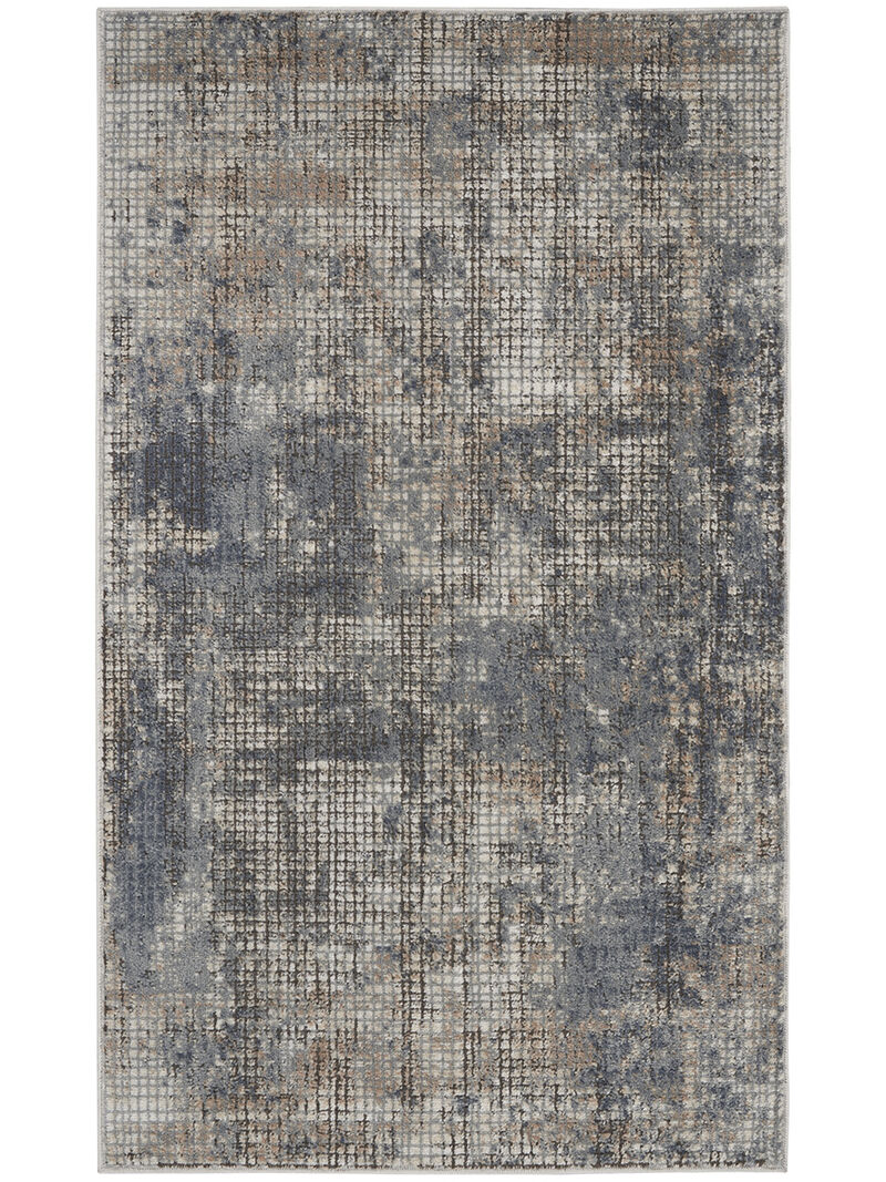 Quarry QUA02 Blue/Beige 3' x 5' Rug