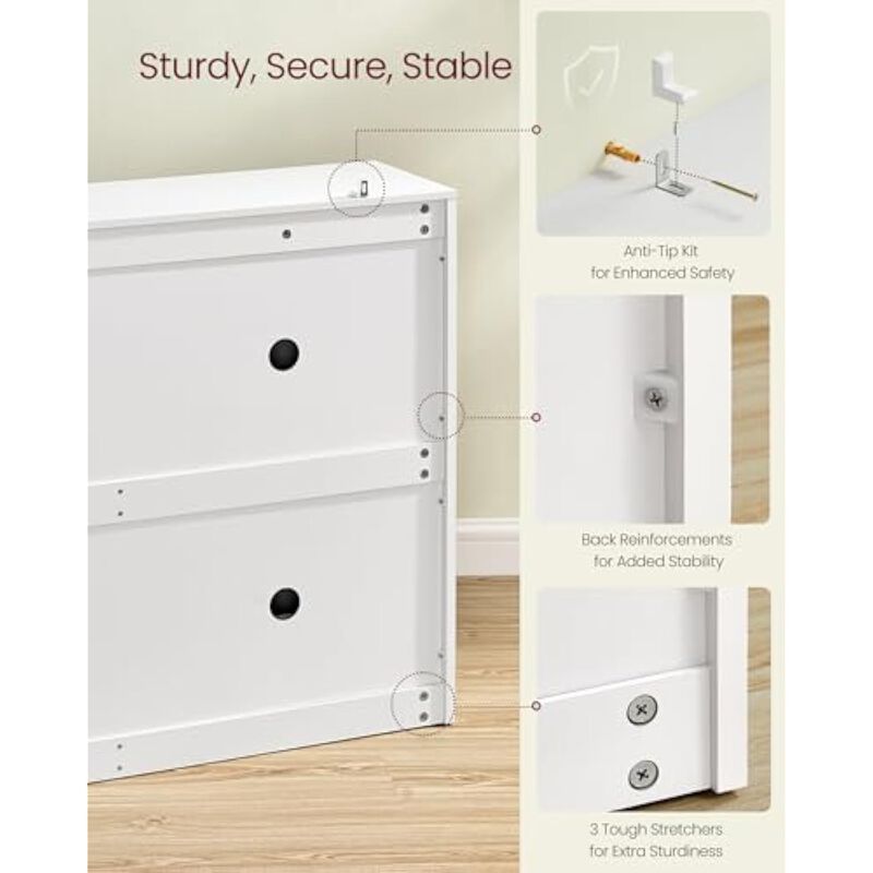 Entryway Shoe Storage Cabinet Flip Drawer Adjustable Shelves White image number 3
