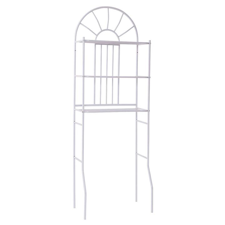 Hivvago Over Toilet Bathroom Space Saving Storage Shelving Unit in White Metal Finish