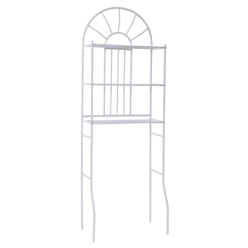 Hivvago Over Toilet Bathroom Space Saving Storage Shelving Unit in White Metal Finish image number 0