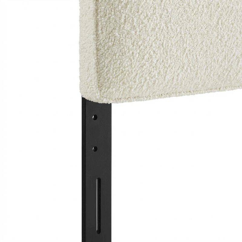 Boucle Fabric Queen Headboard in Neutral Tone, Plush Upholstery, Sturdy Frame image number 5
