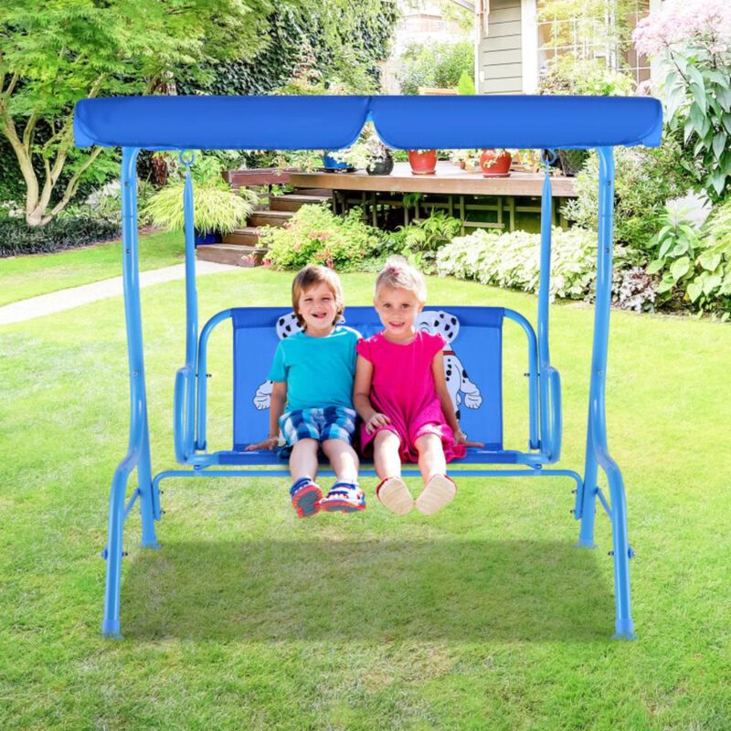 Hivvago Outdoor Kids Patio Swing Bench with Canopy 2 Seats