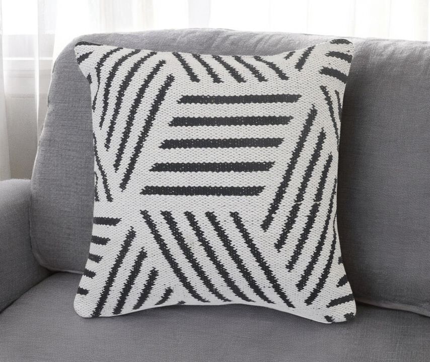 Modern Cotton Geometric Throw Pillow with Zipper &ndash; Elegant Decorative Cushion
