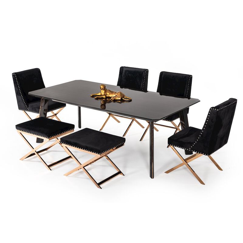 Modrest Chadwick Modern Ebony & Rosegold Dining Table