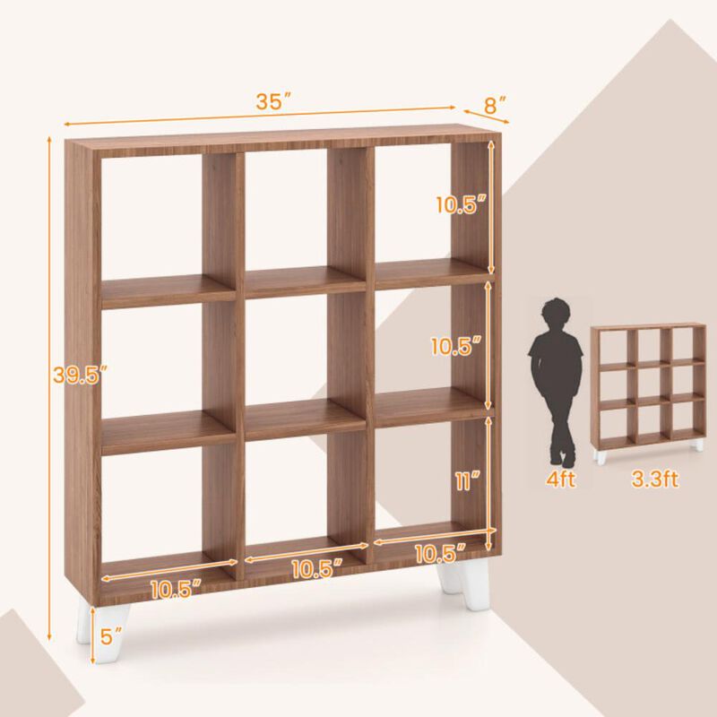 Hivvago 9-Cube Bookcase with 6 Removable Shelves and Raised Support Feet