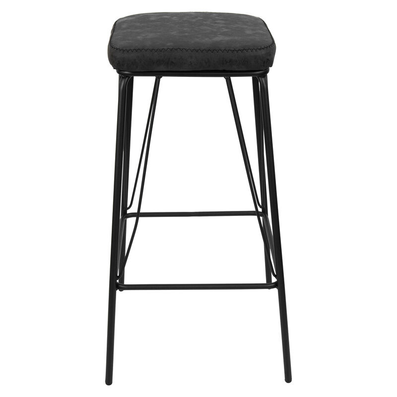 LeisureMod Millard Leather Bar Stool with Metal Frame &ndash; Stylish and Durable Seating for Kitchen or Bar image number 2