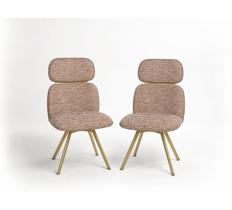 2-Piece Modern Upholstered Dining Chair Set with Gold Metal Legs, High Back Side Chairs (Set of 2) image number 0