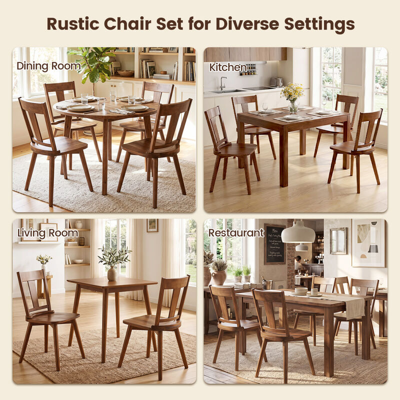 Set of 4 Wooden Dining Chairs with Solid Wood Backrests for Kitchen and Dining image number 3