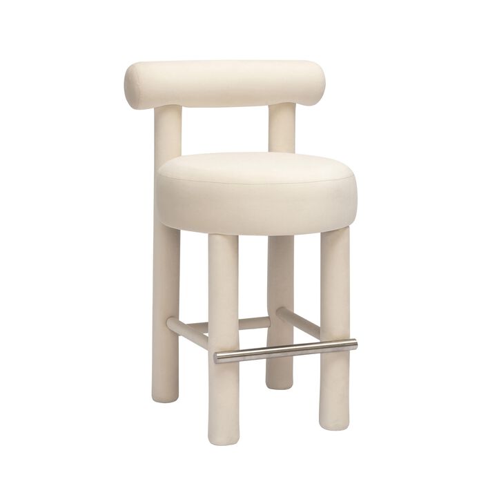 Casafoyer Carmel Cream Velvet Counter Stool