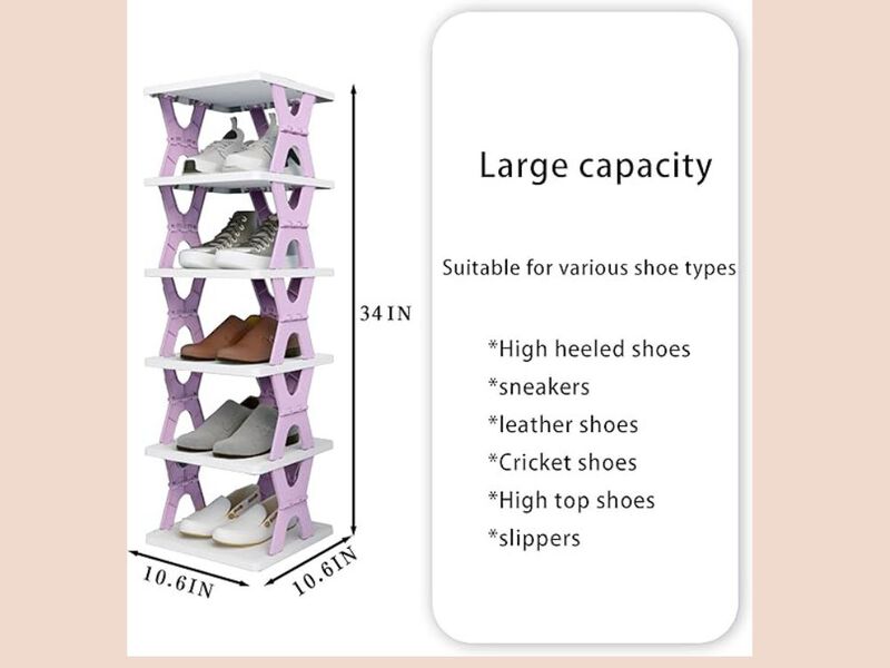 Entryway Shoe Organizer Closet Storage Collapsible Rack 6 Tiers image number 2