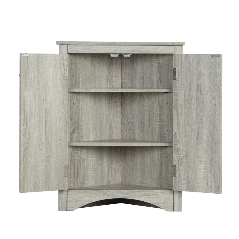 Whisen Triangle Bathroom Storage Cabinet Corner Cabinet with Adjustable Shelves