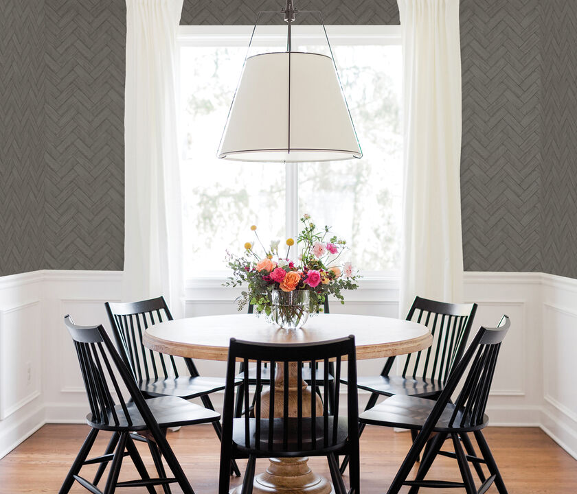 Kaliko Dark Grey Wood Herringbone Wallpaper (Set of 2)