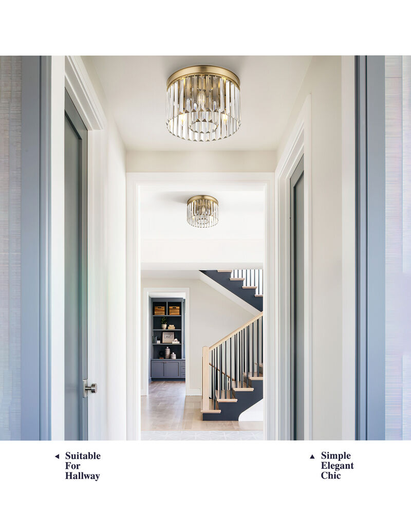 12 in. Modern Glam 3-Light Dimmable Crystal Flush Mount Ceiling Light image number 4