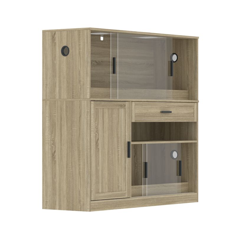 FUFU&GAGA PB Board & Tempered Glass Dual Reptile Terrarium with Separate Habitats, Storage Cabinet & Ventilation Design, (53.1 in. W x 17.7 in. D x 51.2 in. H), Wood Grain Finish