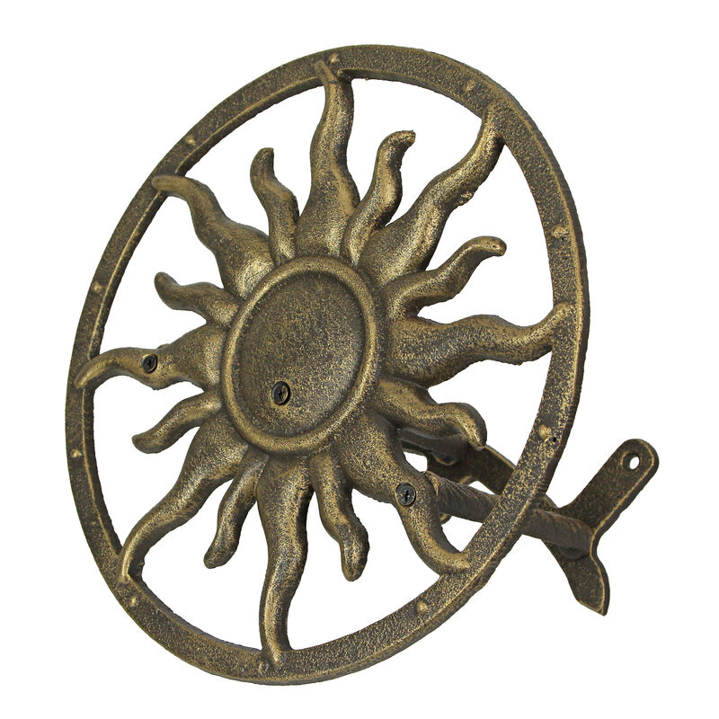 Cast Iron Celestial Sun Wall Mounted Hanging Garden Hose Holder Bronze image number 2