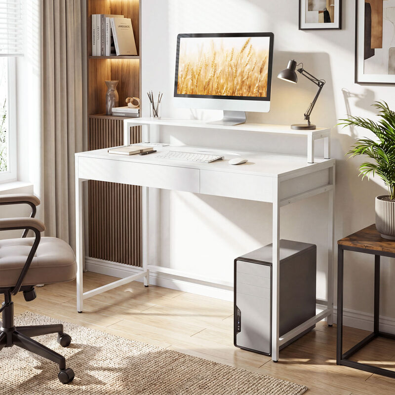 Space Saving Computer Desk with Adjustable Monitor Shelf and Multifunction Drawer Storage for Office image number 1