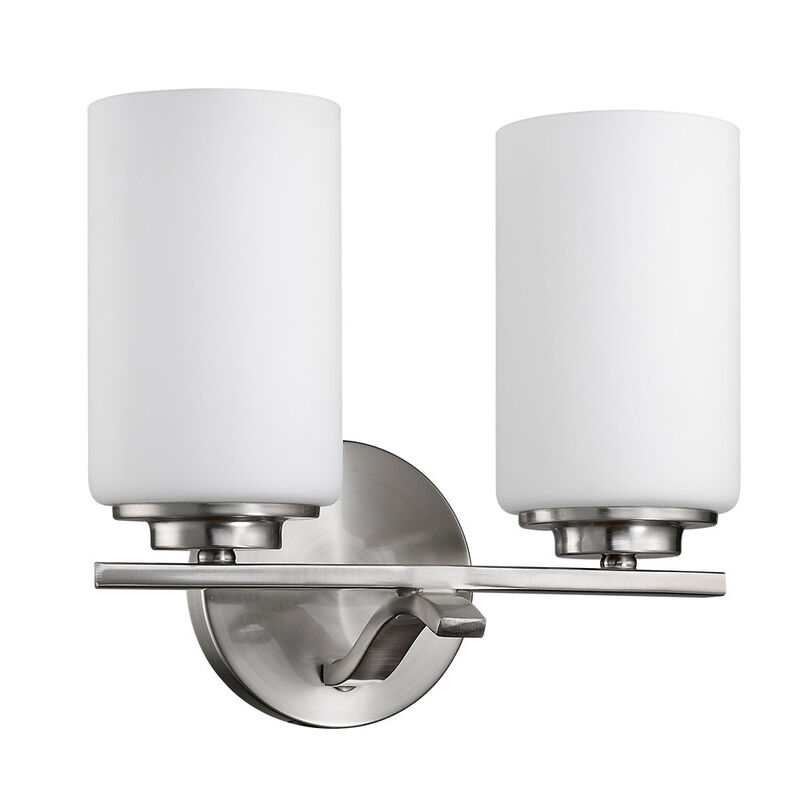 Hivvago Two Light Silver and Glass Wall Sconce