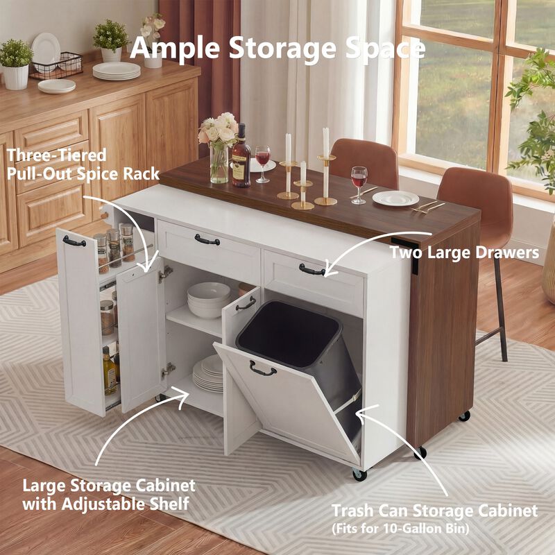 Zersi with Extendable Dining Table Kitchen Island image number 3