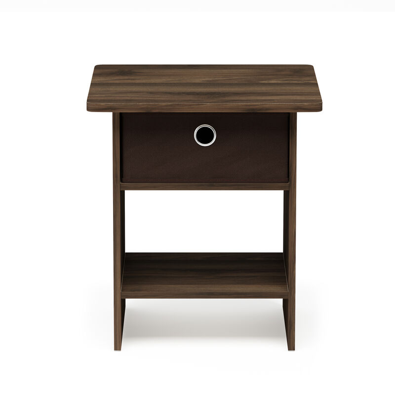 Furinno Dario End Table / Side Table / Night Stand / Bedside Table with Bin Drawer, 1-Pack, Columbia Walnut/Dark Brown