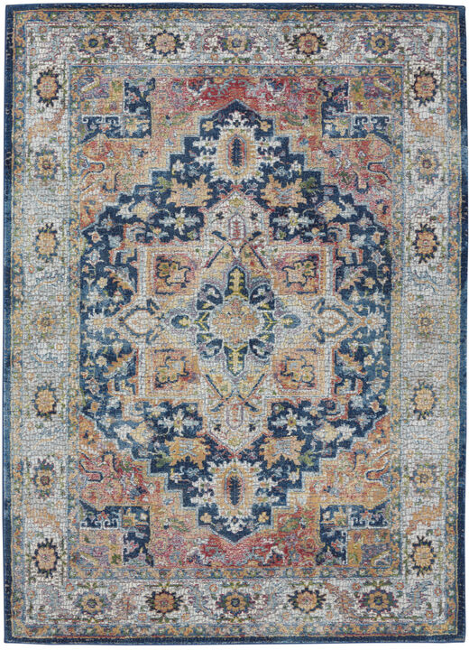 HomeRoots Floral Medallion Distressed Non Skid Area Rug