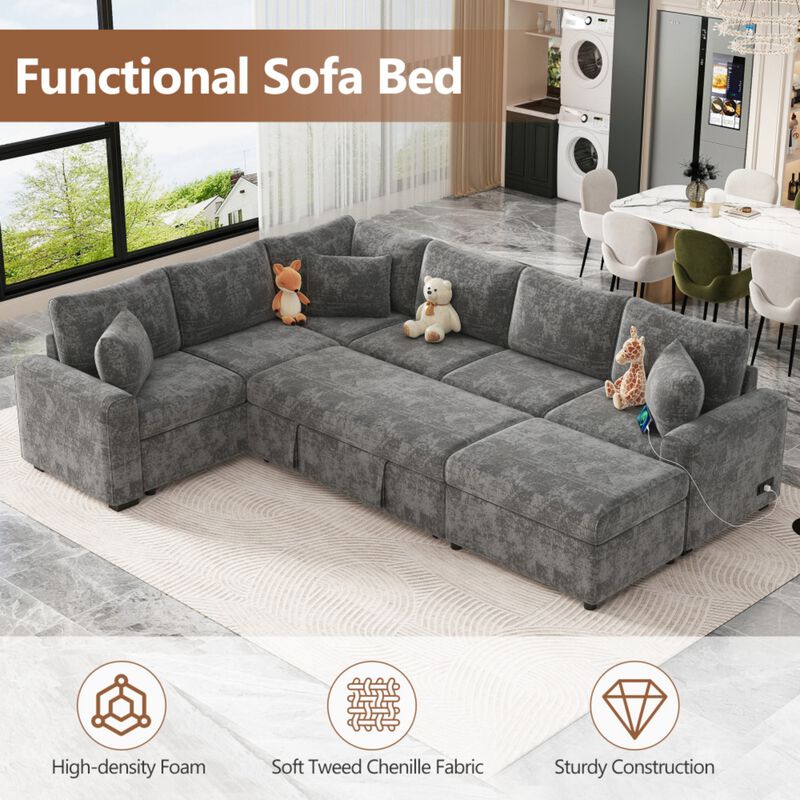 Bimkom U-Shaped Chenille Sectional Sofa image number 5