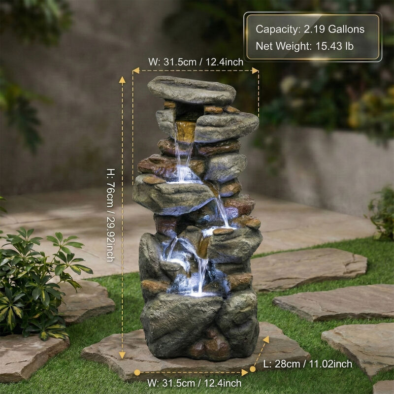 Outdoor Water Fountain Large Stone Fountains for Patio Yard Garden image number 2