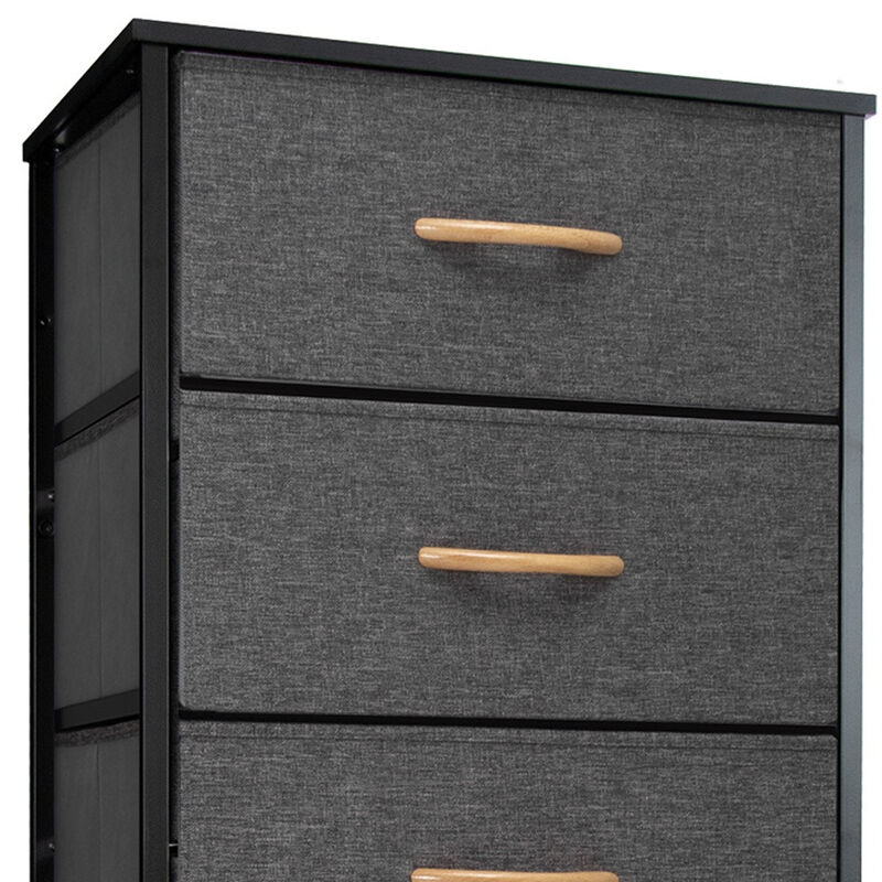 HomeRoots Set Of Six 18" Black And Gray Fabric and Steel Six Drawer Dresser image number 2