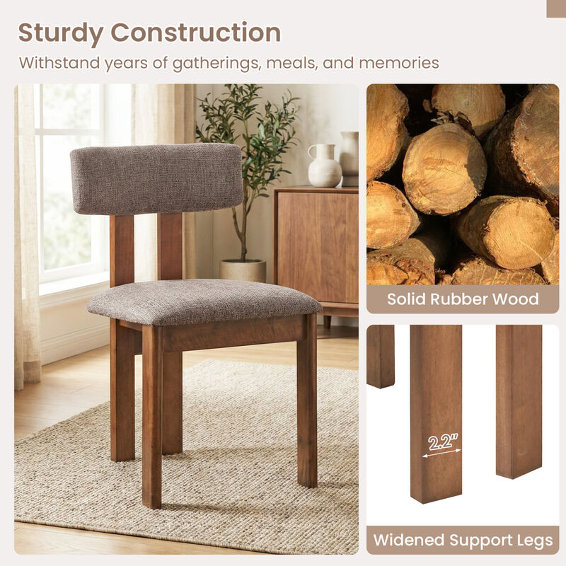 Set of 4 Upholstered Dining Chairs with Rubber Wood Legs and Curved Back image number 3