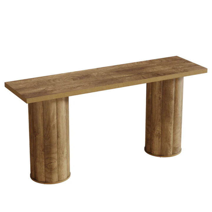 Rectangular Sofa Console Table for Living Room, Entryway Table-Oak