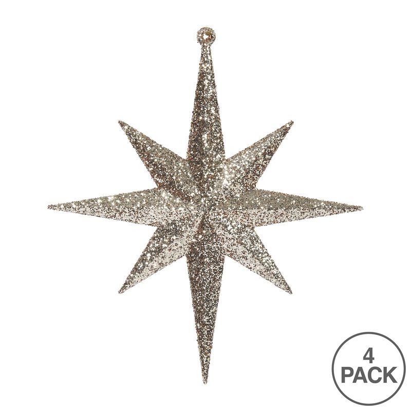 Vickerman 8" Rose Gold Iridescent Glitter Bethlehem Star Christmas Ornament, 4 per Box image number 2