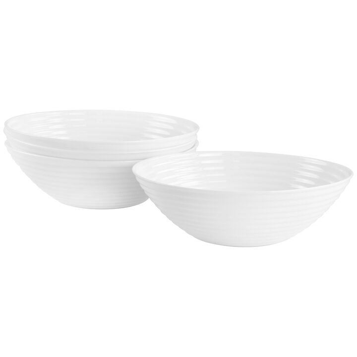Gibson Ultra Patio 4 Piece Tempered Opal Glass Cereal Bowl Set in White