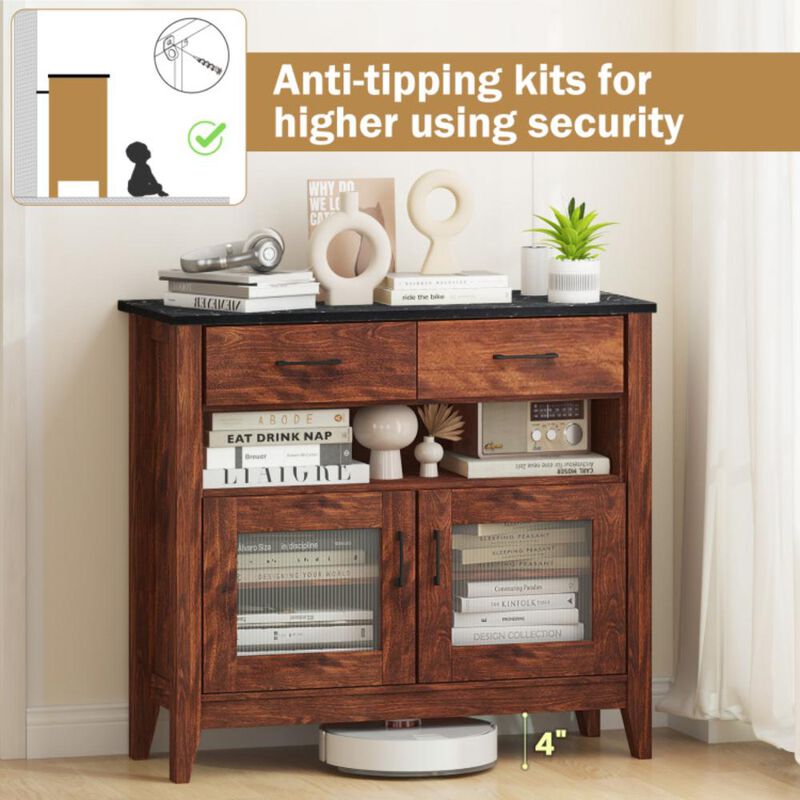 Hivvago Coffee Bar Cabinet with 2 Drawers and 1 Open Compartment