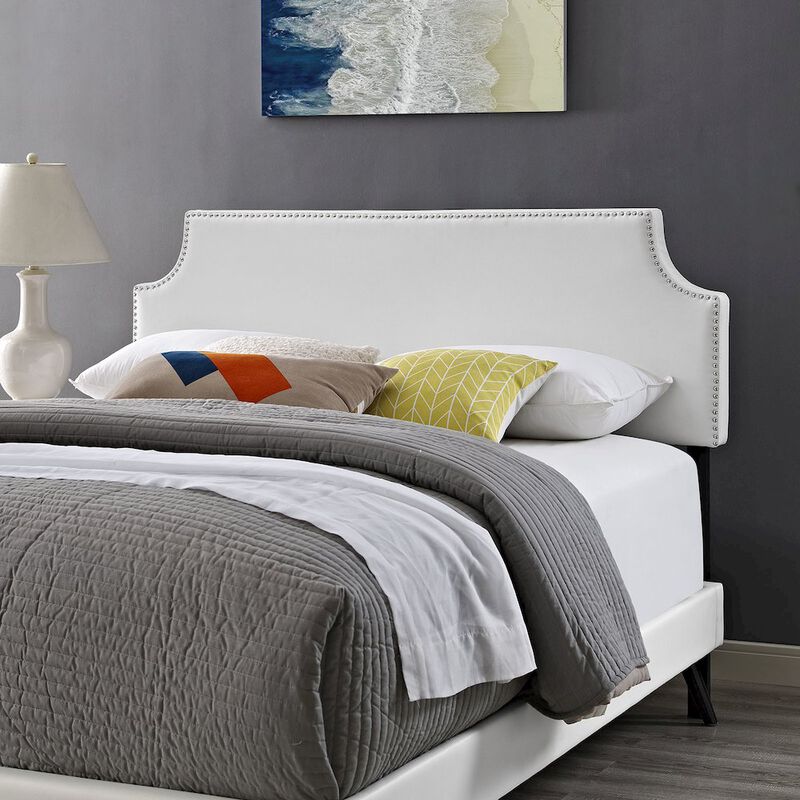 Laura Vinyl Full Platform Bed with Round Splayed Legs image number 6