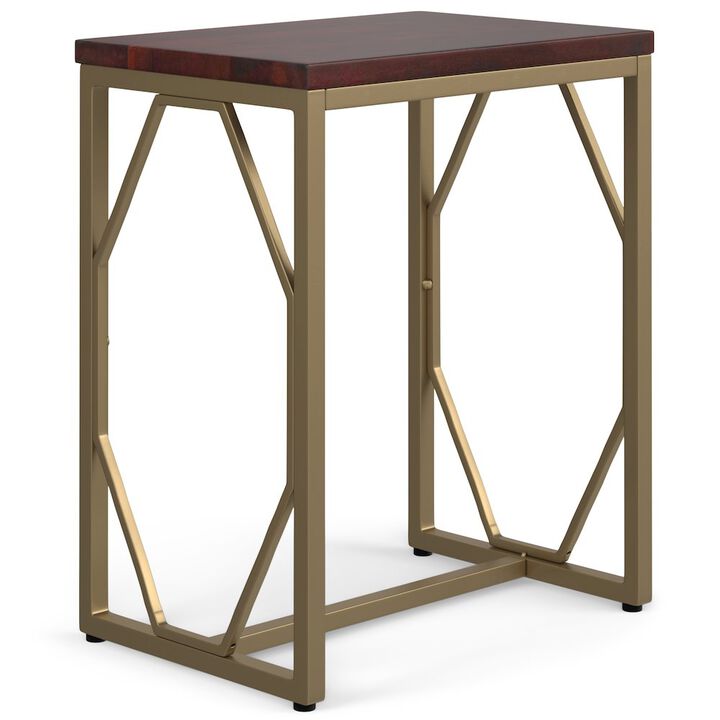 Simpli Home Selma Metal And Wood Accent Table In Cognac