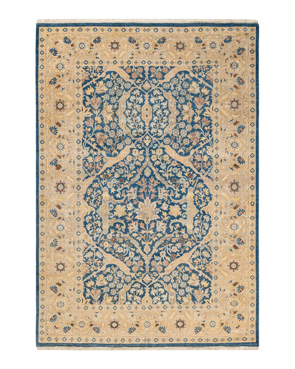 Eclectic, One-of-a-Kind Hand-Knotted Area Rug  - Blue, 6' 2" x 8' 10"