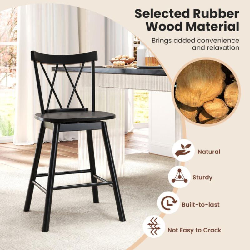 Hivvago Set of 2 Windsor Bar Stool with Ergonomic Backrest and Footrests