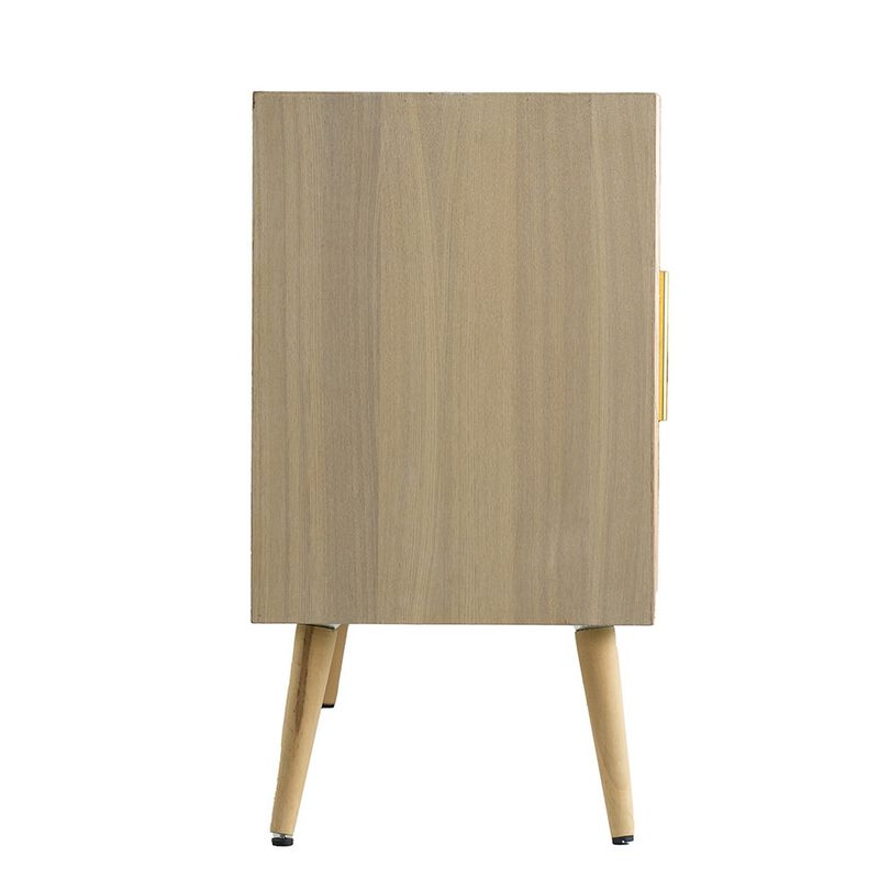 Dana 47 Inch TV Media Entertainment Console, 3 Rattan Doors, Modern, Brown