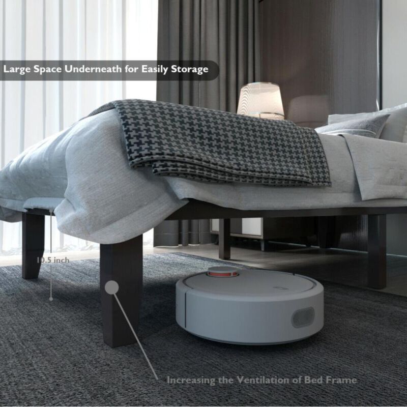 Hivvago Twin Size Rubber Wood Platform Bed Frame with Wood Slat Support