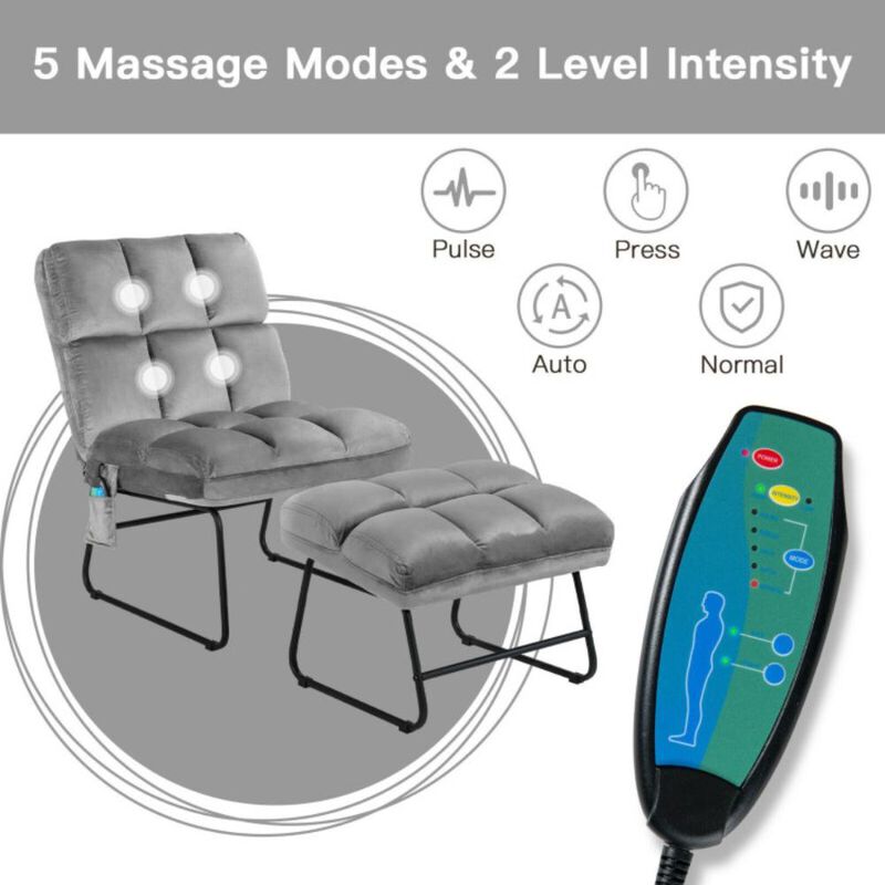 Hivvago Velvet Massage Recliners with Ottoman Remote Control and Side Pocket
