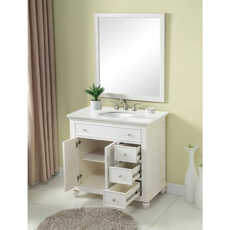 Elegant Kitchen and Bath 36 inch Single Bathroom vanity in Antique White