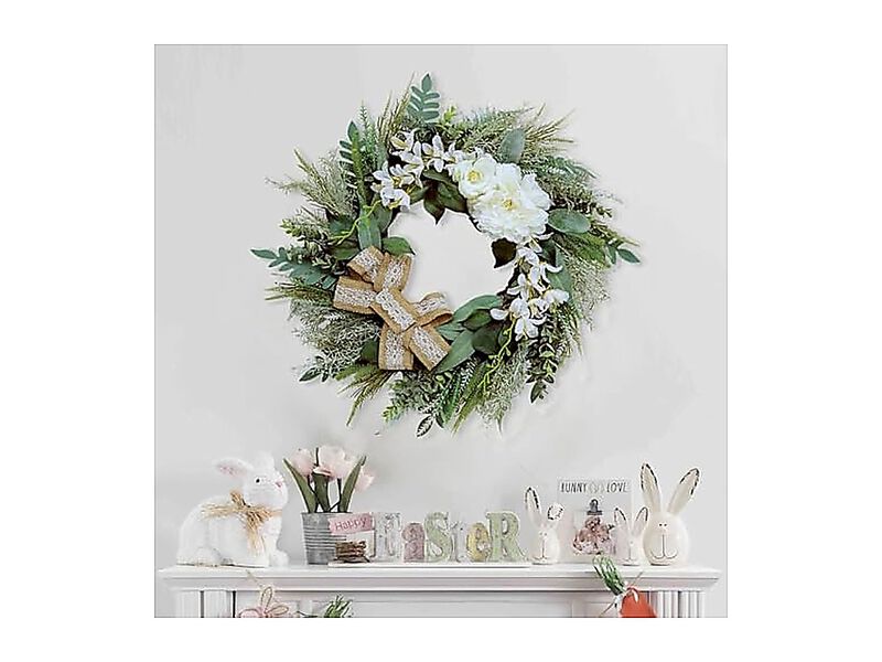 22 Inch Lace Bow Eucalyptus Front Door Wreath Artificial Elegant Greenery Indoor image number 3