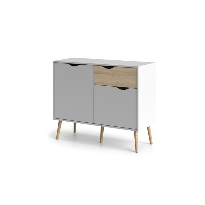 Tvilum Diana Sideboard with 2 Doors and 1 Drawer, White/Oak Structure