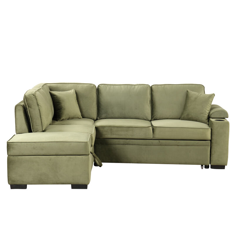 Streamdale Convertible L-Shaped Sleeper Sofa with Storage Ottoman