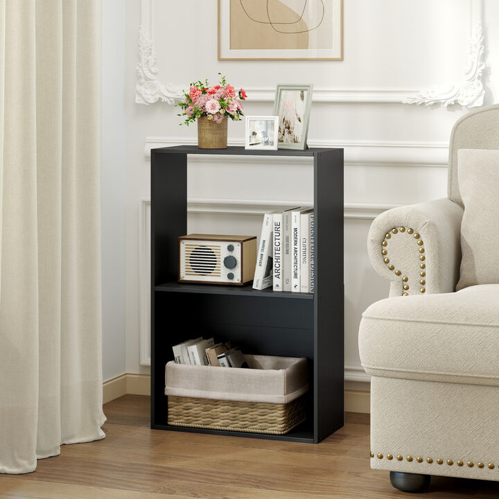 Freestanding 3-Tier Bookshelf with Open Storage Compartments